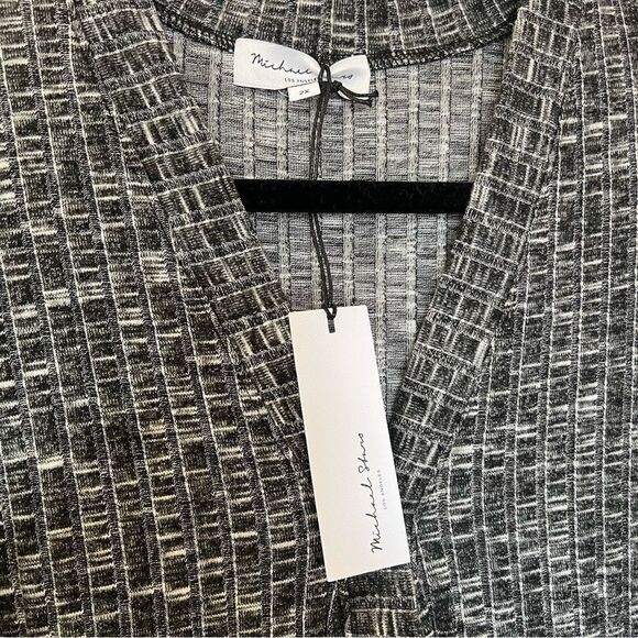 NEW Michael Stars Women’s Isa Ribbed Cardigan Black/White/Grey 2X - Picture 8 of 8